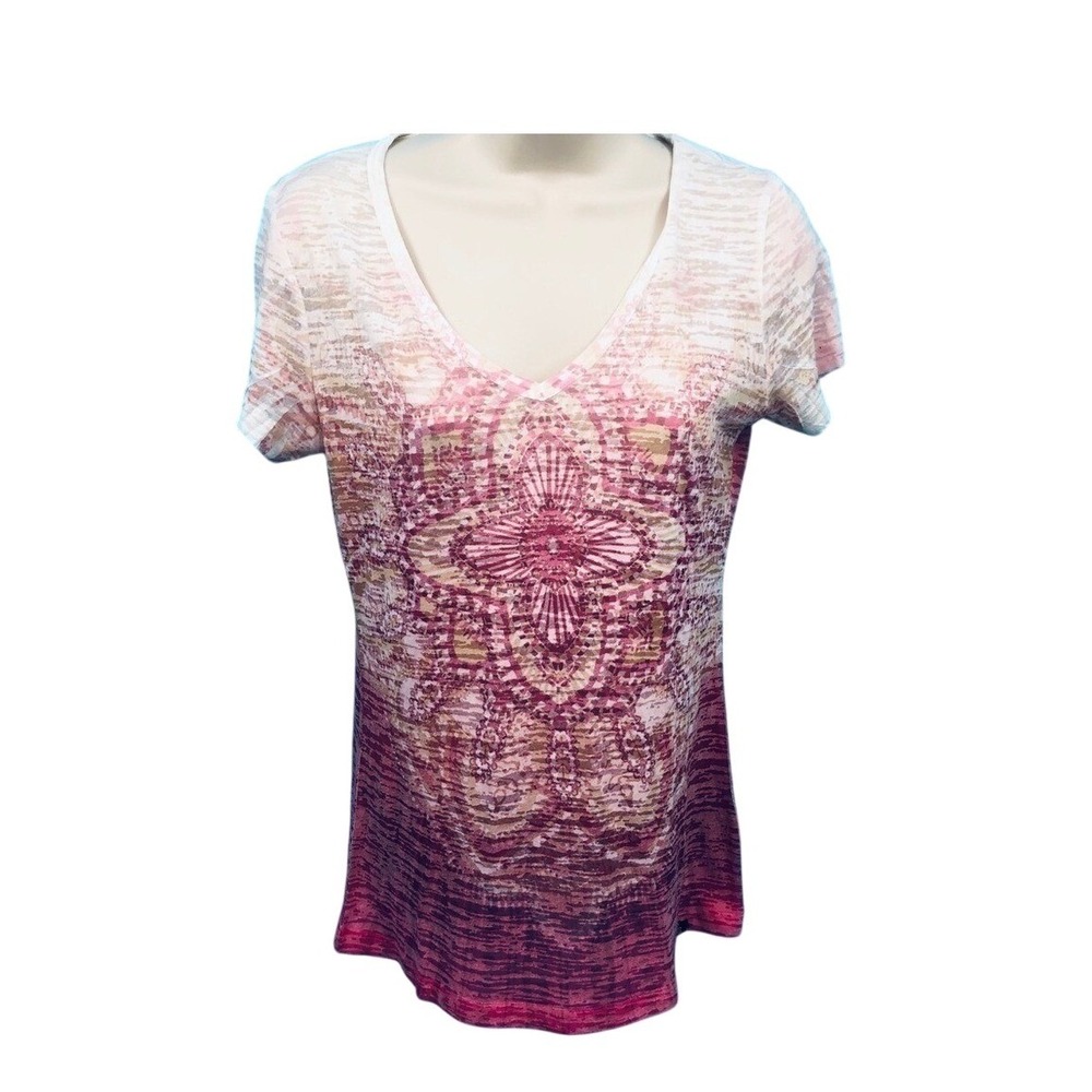 Prana women's top pink and white hombre‎ size small
